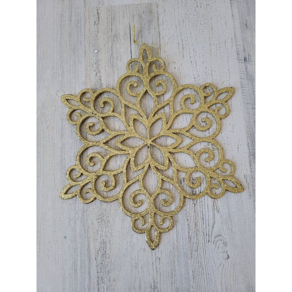 Glitter golden star snowflake hanging wall decor Xmas